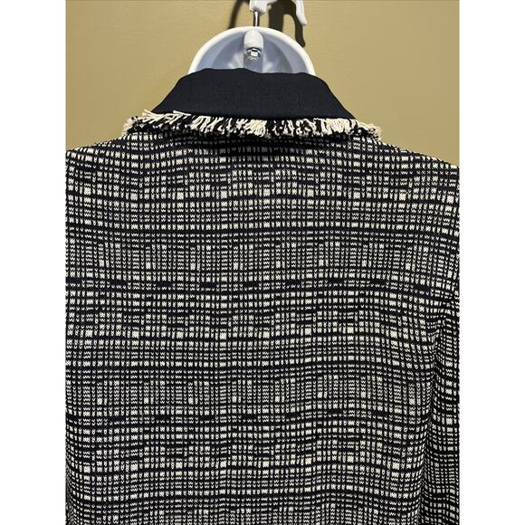 Vtg St John 2pc Skirt Suit Navy Blue Santana Knit Zip Front Jacket Size 2 Fringe - Picture 13 of 16